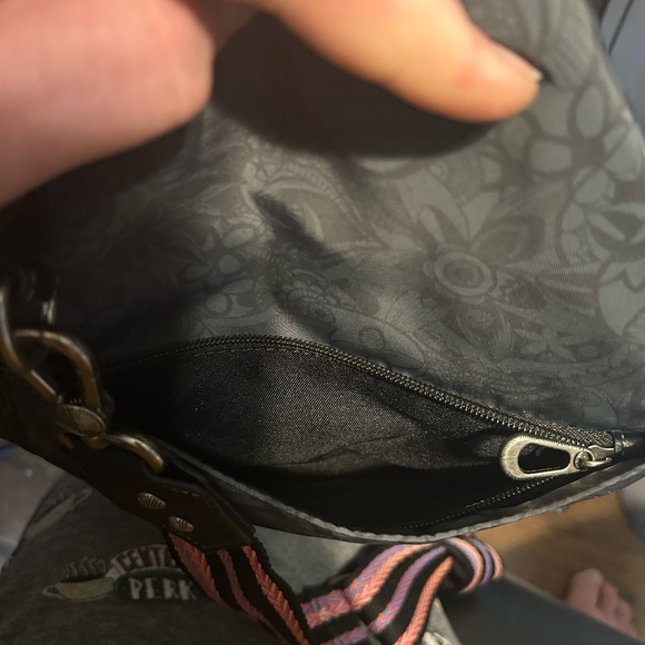 SAKROOTS Lucia recycled nylon printed women's crossbody bag Grey/Black 10.5X10.5 - Picture 6 of 8